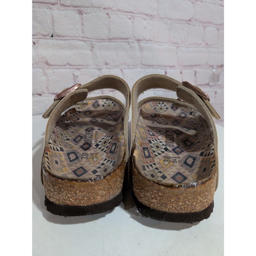Birkenstock Arizona Ecru Birko Flor Aztec Sole Sandals Slide Size 38 US 7 Narrow - Picture 8 of 11